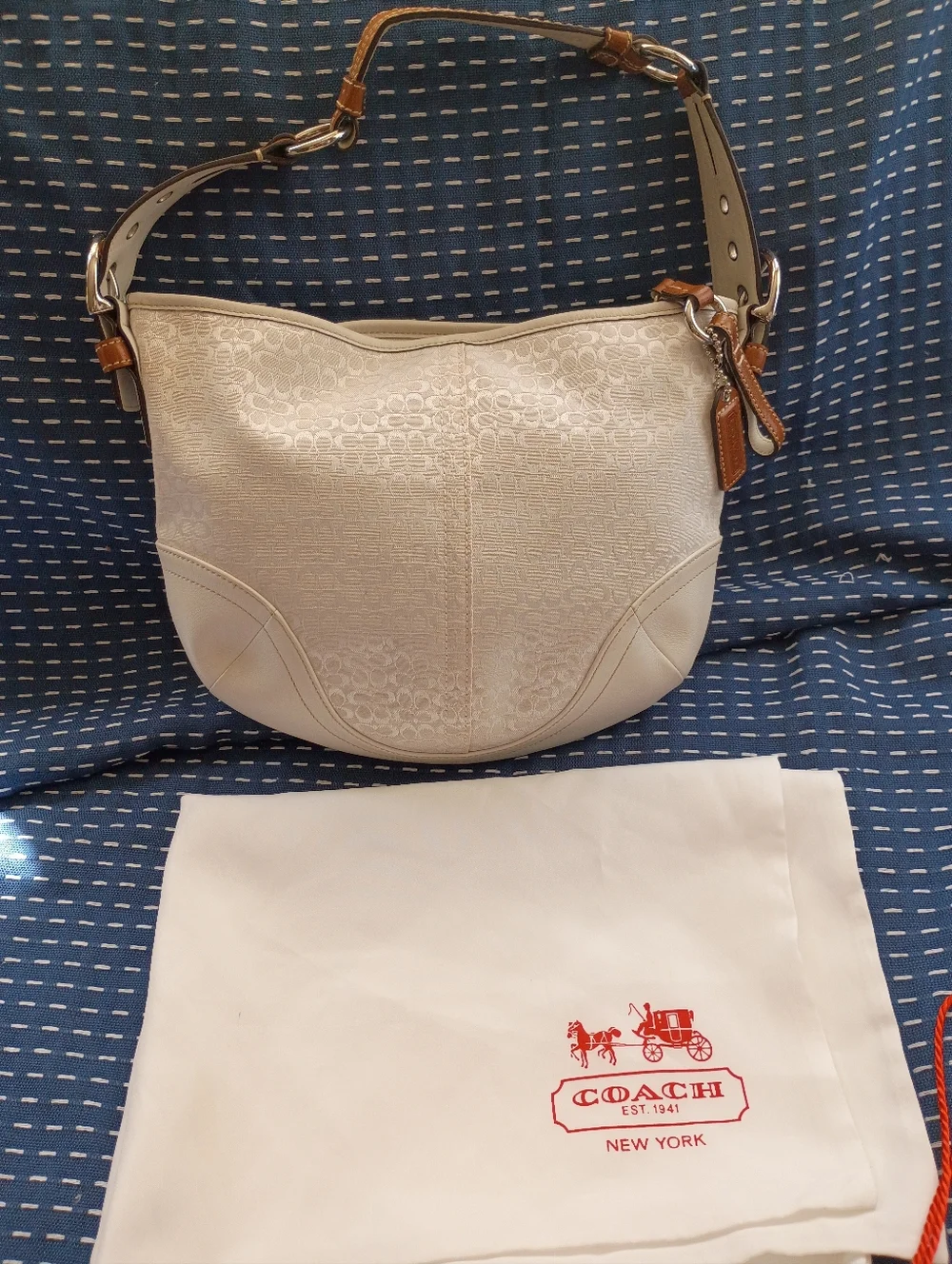 Coach NWOT Y2K White Signature Hobo Vintage Bag 1460 Jacquard Leather Spring - Picture 3 of 15